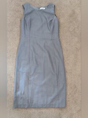 Calvin Klein Sleeveless Grey Fitted Sheath Dress